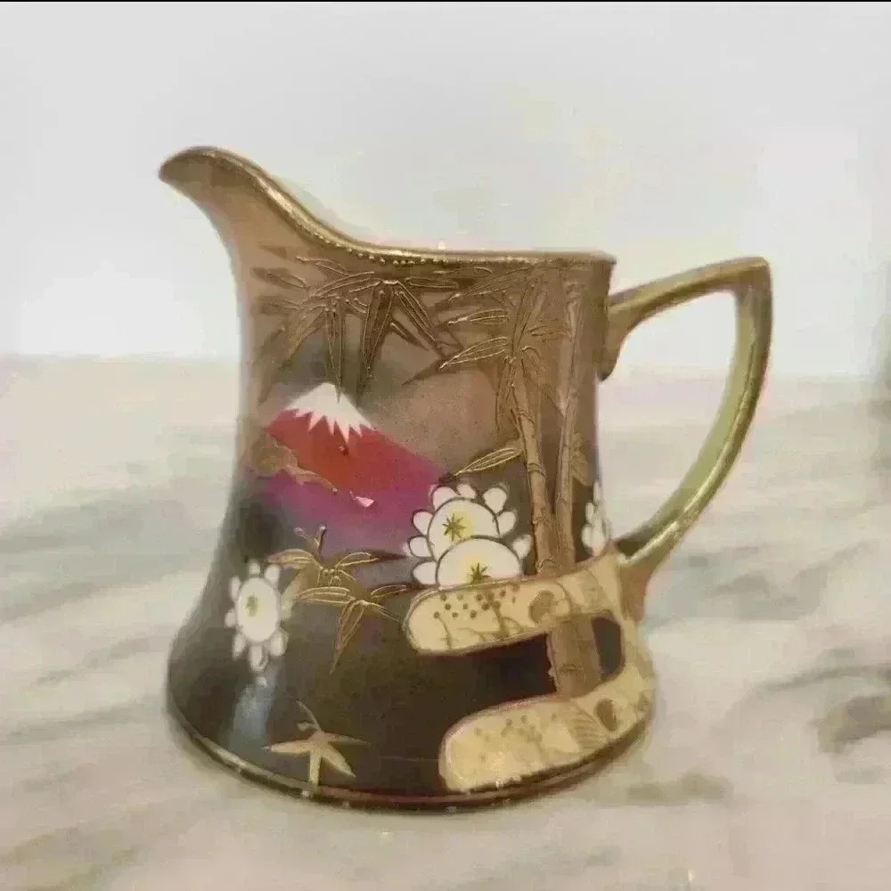 Vintage 1950s Hand-Painted Japanese Porcelain Gold Gilt Creamer Bowl